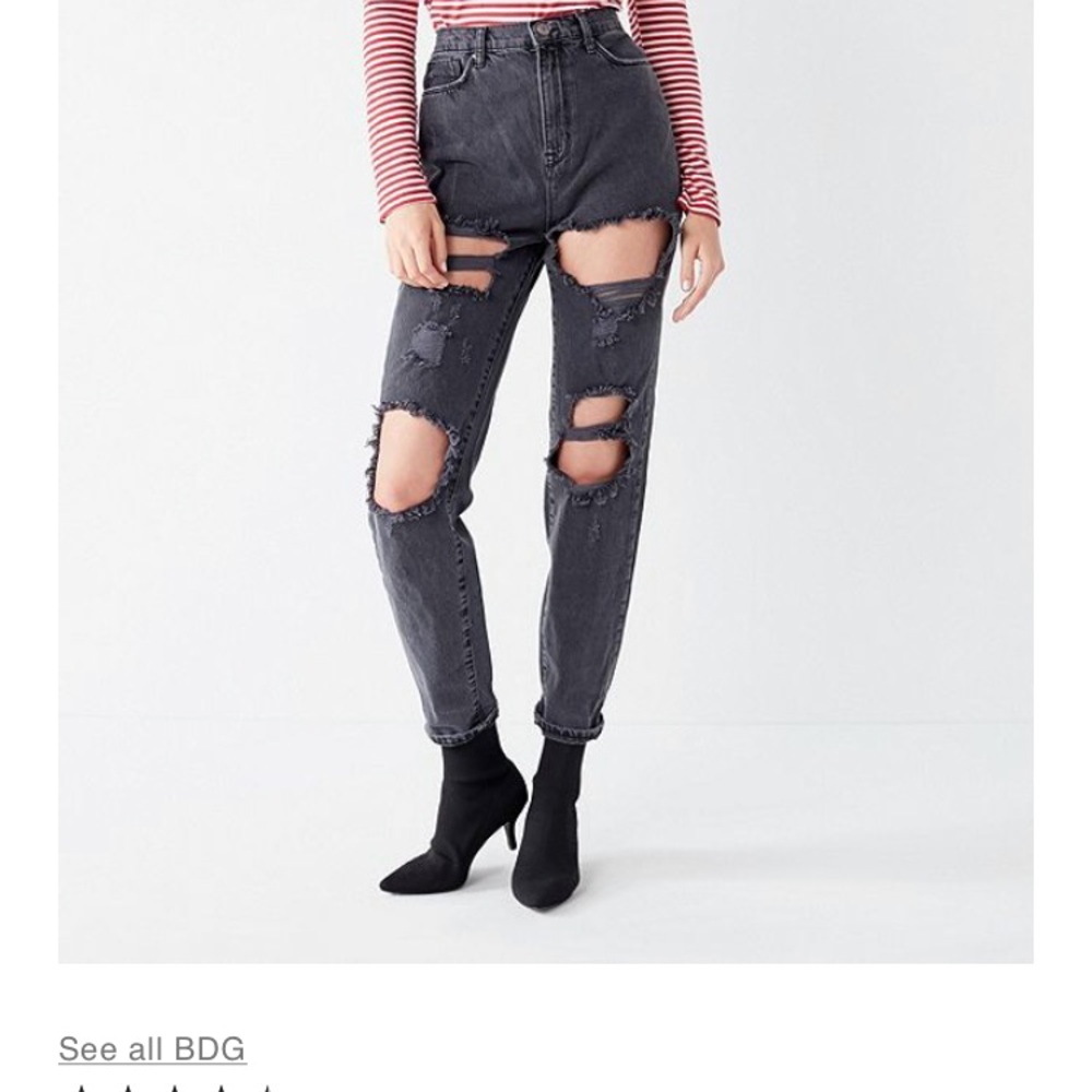 BDG mom destroyed jean- Black
